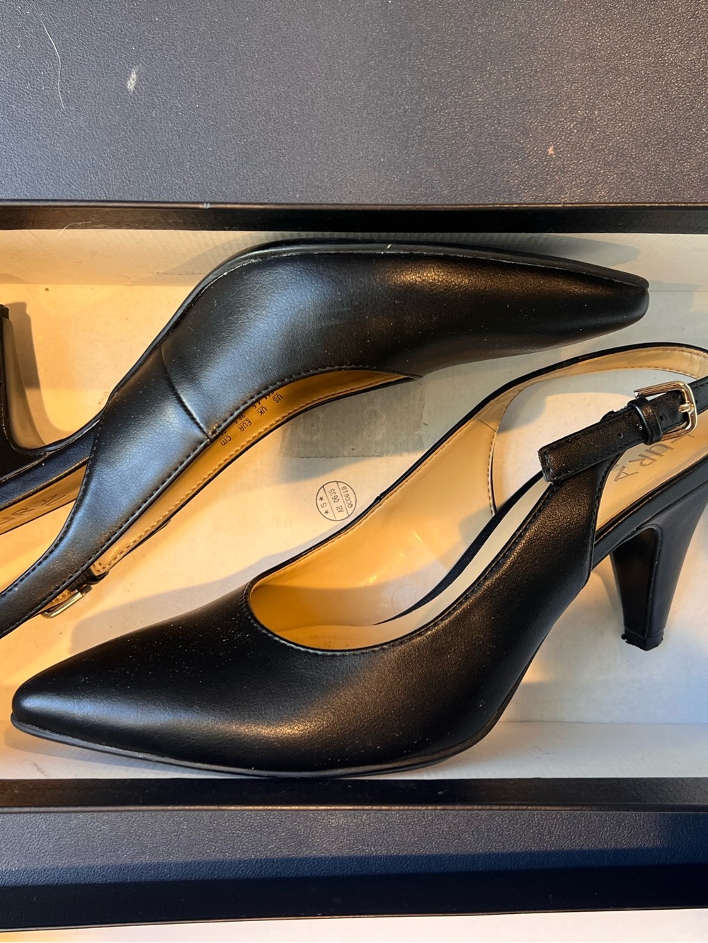 Naturalizer Black Pointed-Toe Slingback Heels
